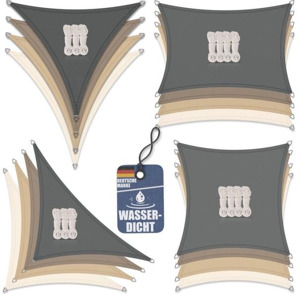 Sonnensegel aus 100% Polyester creme, 2x2 m, Quadrat