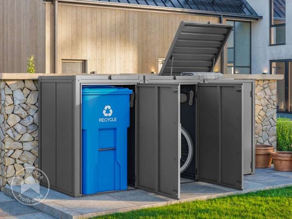 GFP Primeyard Mülltonnenbox 252x84x120 cm Mülltonnenverkleidung Müllbox Metall anthrazit