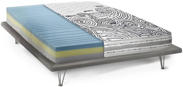 Dmora Tirane-Doppelmatratze, herausnehmbare Memory-Schaum- und Waterfoam-Matratze, 100 % Made in Italy, milbenhemmend und hypoallergen, 160 x 200 x 22 cm