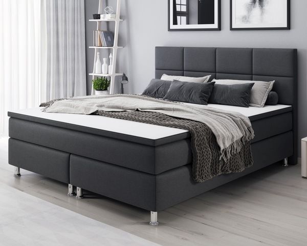 Boxspringbett Rotterdam 140x200 cm Webstoff Anthrazit