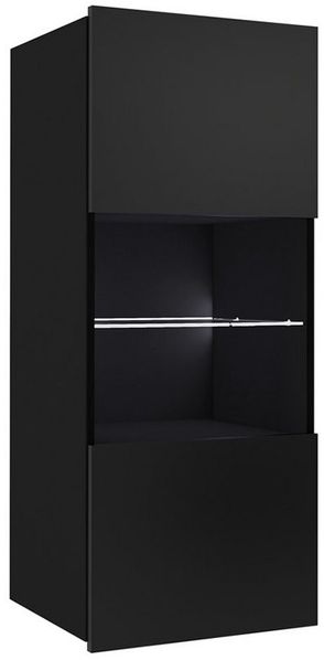 Lomadox Wohnwand CAIRNS-132, (6-St, Stauraumschrank Lowboards), in schwarz & weiß Hochglanz, inkl. LED-Beleuchtung, grifflos