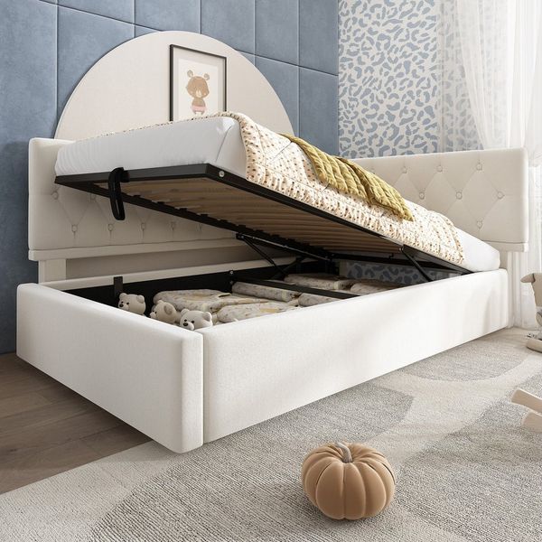 Flieks Polsterbett, Kinderbett Daybett 90x190cm Schlafsofa mit hydraulischem Stauraum