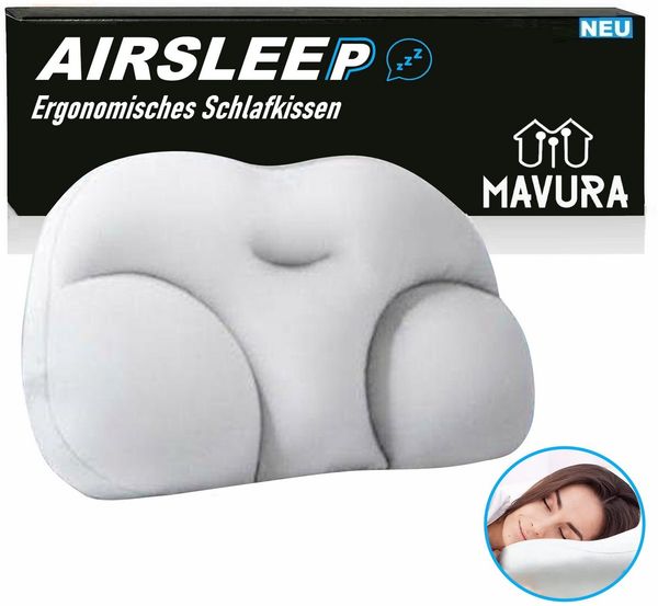 MAVURA Schlafkissen AIRSLEEP 3D Ergonomisches Schlafkissen Wolkenkissen rundum, AirSleep 3D Ergonomisches Schlafkissen, Kopfkissen Nackenkissen Memory Kissen mit Füllung