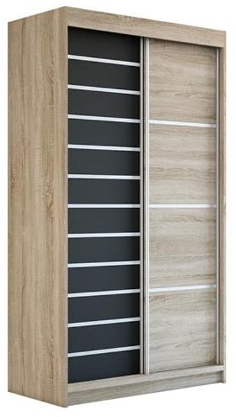 Schwebetürenschrank COLIN 2-türig Schrank 120 cm Farbe: Sonoma , schwarz