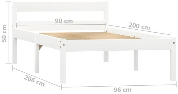 vidaXL Bettgestell Weiß Massivholz Kiefer 90×200 cm [283184] Bild 14