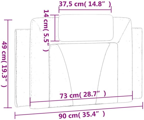 vidaXL Kopfteil-Kissen Schwarz 90 cm Kunstleder 374767 Bild 2