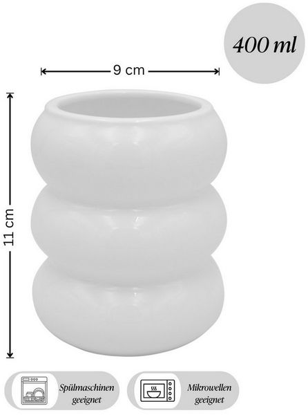 Zoha Tasse Wave Kaffeetassen Set 400 ml - handgefertigte Teetassen Wellendesign, 6-tlg, Keramik, Ideal für Tee, Kaffee & andere Heißgetränke