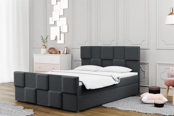 Boxspringbett Schlafzimmerbett MURILO 140x200cm in Stoff Monolith Graphit