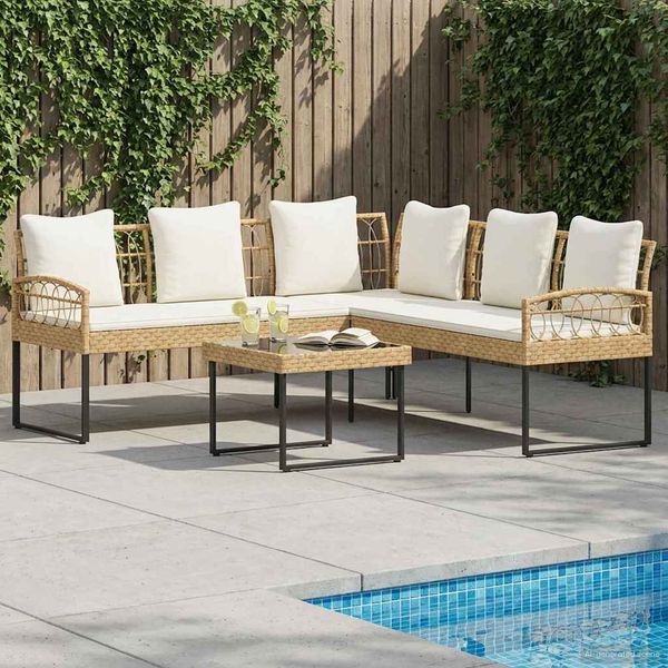 vidaXL Gartensofa-set mit Kissen 2 pcs Natur Poly Rattan Stahl 42026821