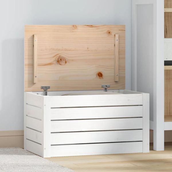 vidaXL Truhe Weiß 59,5x36,5x33 cm Massivholz Kiefer 823615