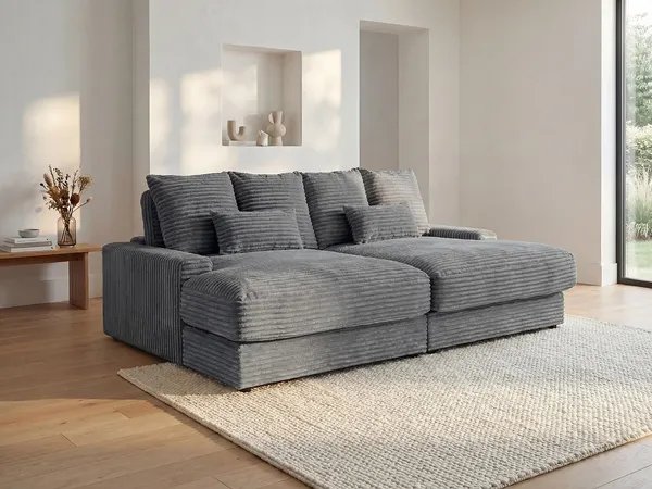 Vente-unique - CALAZO Sofa Samt Grau - B 170 cm x H 85 cm x L 232 cm