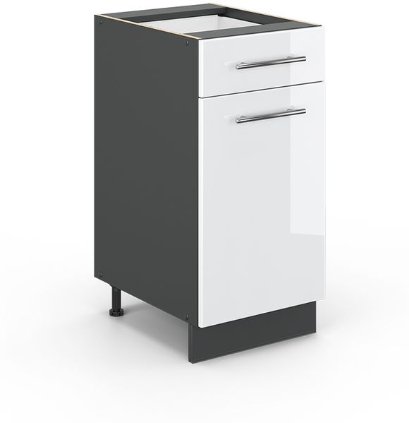 Küchenunterschrank Fame-Line Weiß Hochglanz 40 cm ohne Arbeitsplatte Vicco