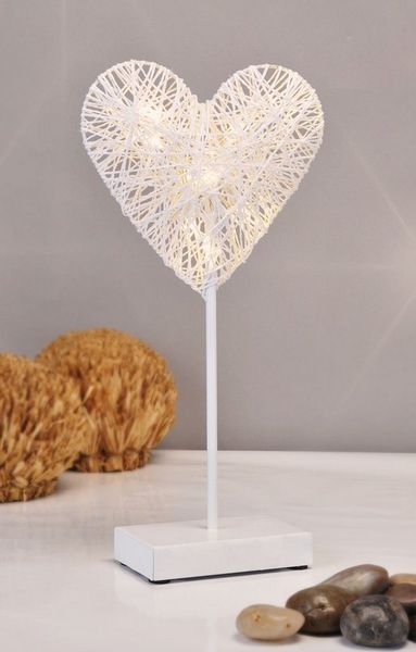 Spetebo LED Tischleuchte LED Leuchte Deko Herz warmweiß - 10 LED, LED, warmweiß, Metall Tischlampe mit Papierschirm