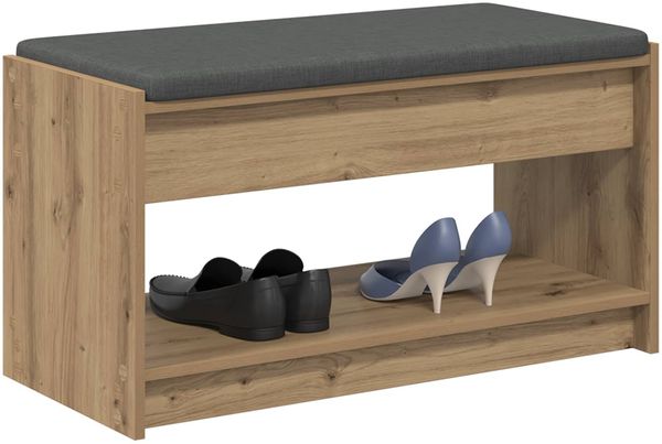 vidaXL Flurbank mit Kissen mit Regal Artisan-Eiche 83 x 38 x 45 cm 891583 Bild 3
