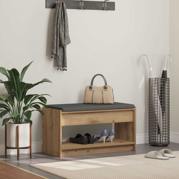 vidaXL Flurbank mit Kissen mit Regal Artisan-Eiche 83 x 38 x 45 cm 891583