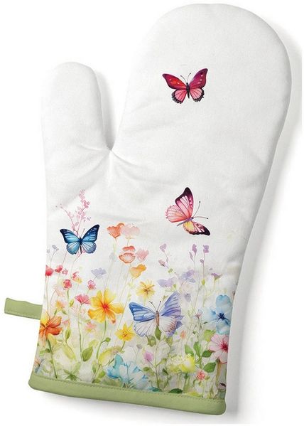 Ambiente® Topfhandschuhe Butterflies in field, (1-tlg, 1-teilig), Ofenhandschuh wattiert Größe: ca. 18x30cm