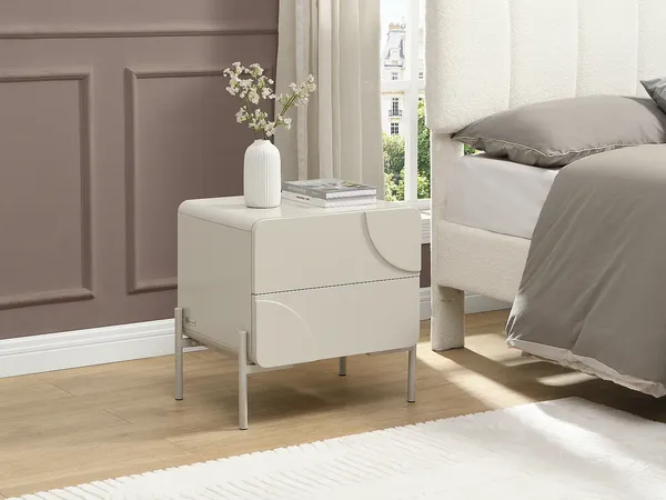 Vente-unique - ZELINARO Bedside table Holz, Platte Beige - B 40 cm x H 50 cm x L 50 cm