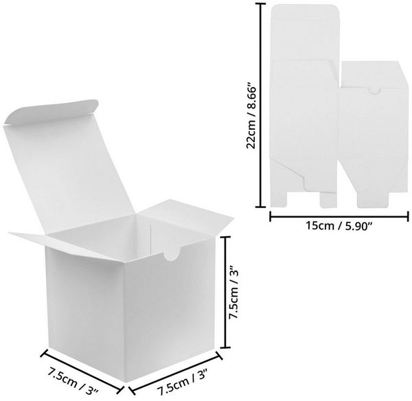 Bundviel Aufbewahrungsbox Karton Geschenkboxen Weiß (24 Stk) - Schachteln 7x7x7cm