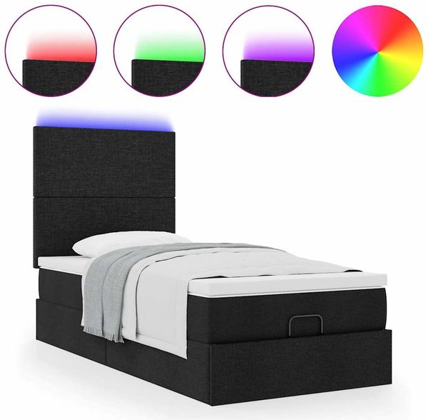 vidaXL Ottomane Bett mit Matratze & LEDs Schwarz 80x200 cm Stoff 3313880 Bild 5