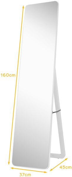2 in 1 Ganzkörperspiegel Standspiegel und Wandspiegel 160 x 37 cm Weiß