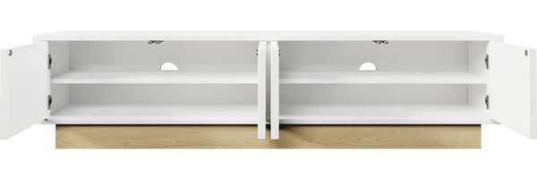 Merax 175cm TV-Ständer, Lowboard, mit Holzmaserung – Minimalistisches, geschwungenes Design – Viel Stauraum und Kabelmanagement, weiß Bild 7
