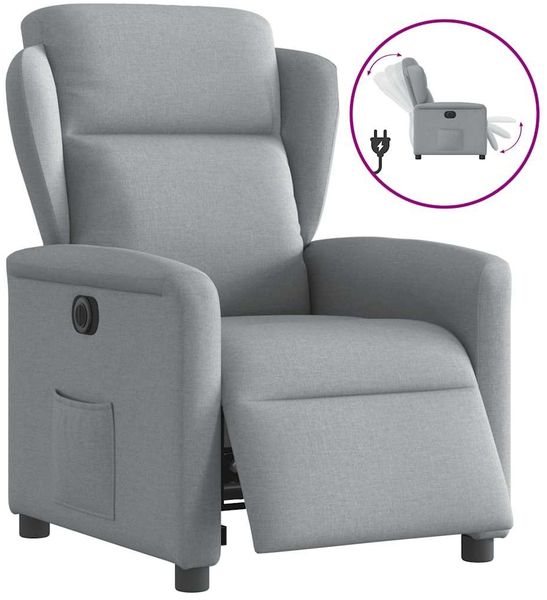 vidaXL Relaxsessel Elektrisch Hellgrau Stoff 3303114