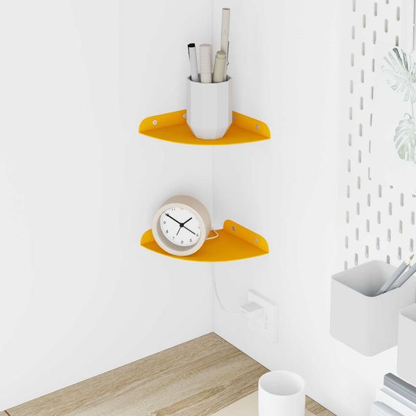 vidaXL Schwebendes Regal mit Regal 2 pcs Senfgelb 15 x 15 x 2 cm 8004080