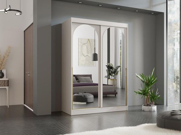 Compleo Kleiderschrank mit Spiegel 150 cm, breit LUCY, Ideal für den Flur Modern design