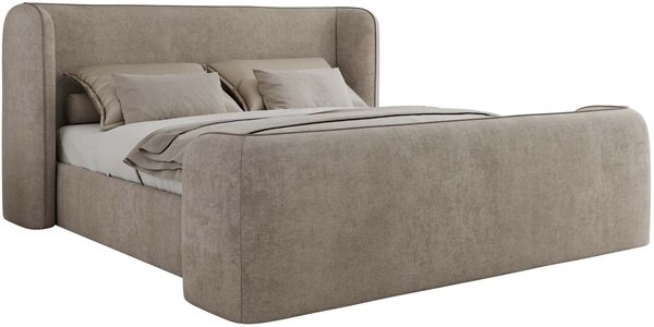 Polsterbett mit Lattenrost, Doppelbett für Schlafzimmer, Gepolstertes Kopfteil - EMORA CLASSIC DUO - 160 x 200 cm - Beige Struktur Bild 5