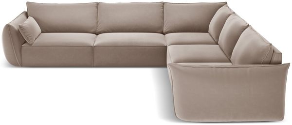 Micadoni Ecksofa Kaelle 7-Sitzer Samt Cappuccino