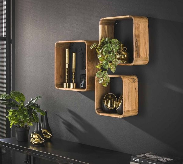 LEVEN Lifestyle Wandregal Deko Wandregale LIMON 3´er Set viereckig Regal