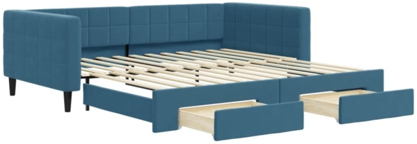 vidaXL Tagesbett Ausziehbar mit Schubladen Blau 100x200 cm Samt 3196745