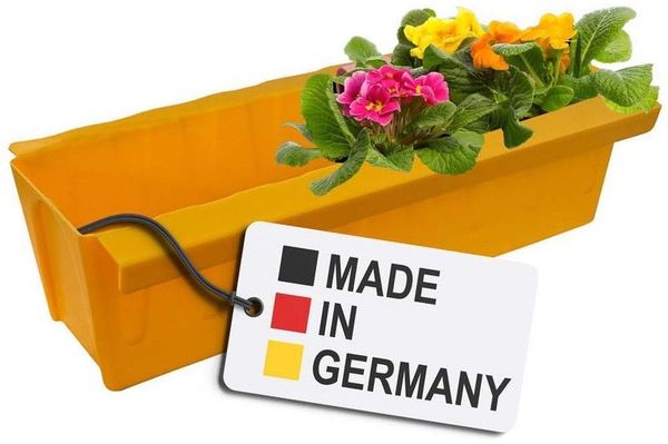 Euro-Paletten Blumenkasten-Einsätze | mit Hängesystem zum Einhängen | 37,3cm Gelb | Pflanzkasten für Europalette Palette | Balkonkasten | Blumentopf | sehr stabil