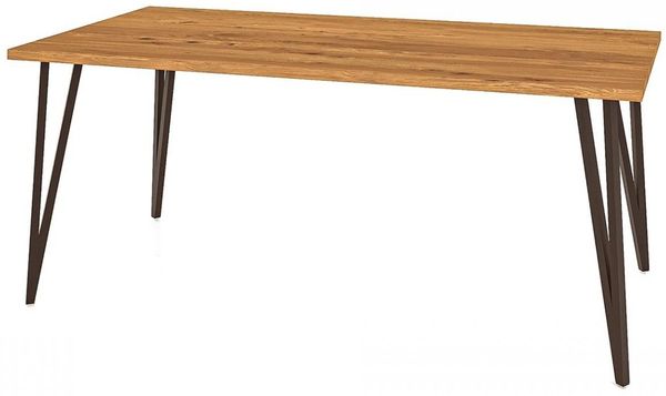 Esstisch Rolo aus Wildeiche massiv 100x150x76 cm mit schwarzen Metallbeinen
