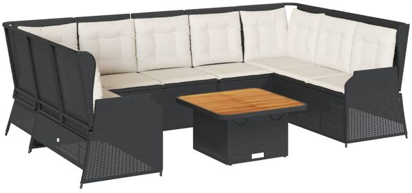 vidaXL 7-tlg. Garten-Lounge-Set mit Kissen Schwarz Poly Rattan 3262369 Bild 2