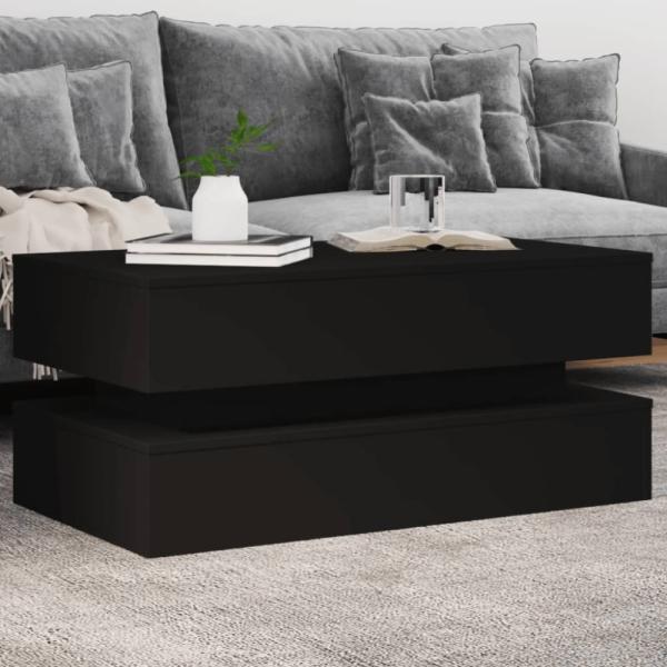 vidaXL Couchtisch mit LED-Leuchten Schwarz 90x50x40 cm 839862