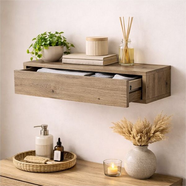 HTI-Living Wandregal mit Schublade 60 cm Artisaneiche, 1 Stück 1-tlg.