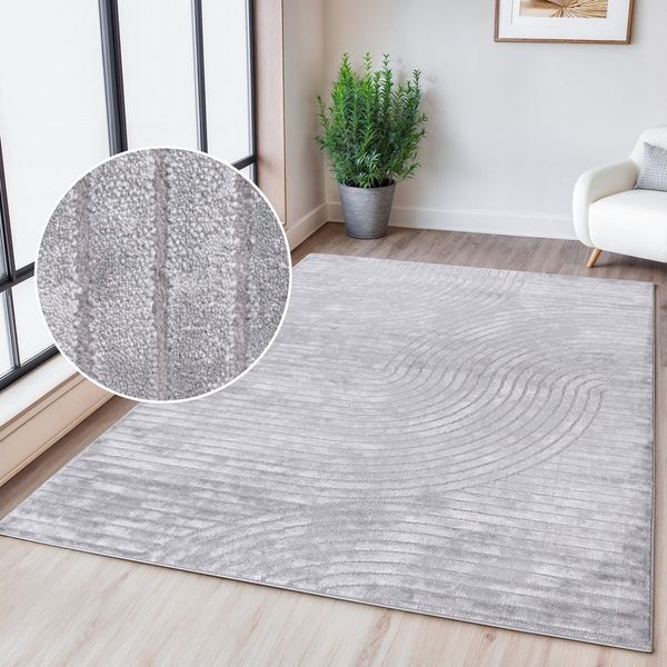 OTTO home Teppich Luvu, mit Hoch-Tief-Struktur, rechteckig, Höhe: 12 mm, Modernes Design, Boho-Charme, dezenter Glanz, Wohnzimmer, Schlafzimmer