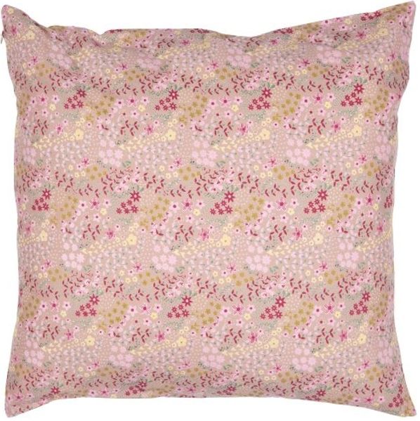 Ib Laursen Kissenbezug Ava Coral Almond mit grünen hellrosa und gelben Blumen (50x50 cm) 2004-80
