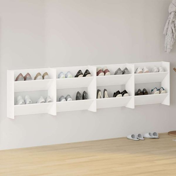 vidaXL Wand-Schuhschränke 4 Stk. Weiß 60x18x60 cm Holzwerkstoff 806716