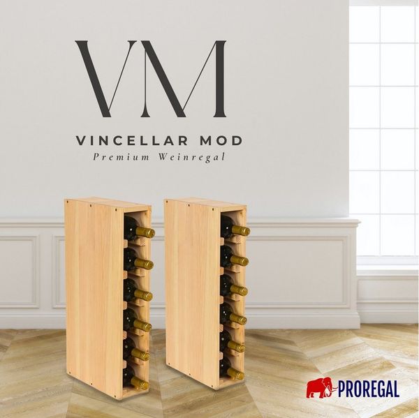 PROREGAL® Weinregal VINCELLAR MOD Flaschenregal Modulares System Massivholz, Weinständer Massivholz Stapelbar Weinschrank Küche Vorratsraum Keller