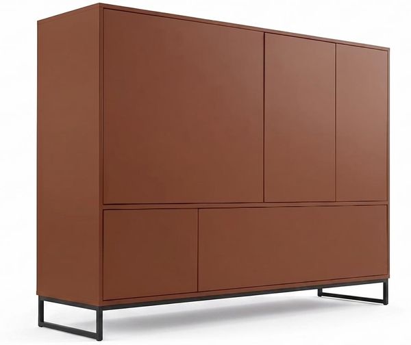 Bettso 'Genua' Kommode mit 8 Fächern und Soft-Close Scharnieren, Holzwerkstoff Terrakotta, 160 x 120 x 45 cm
