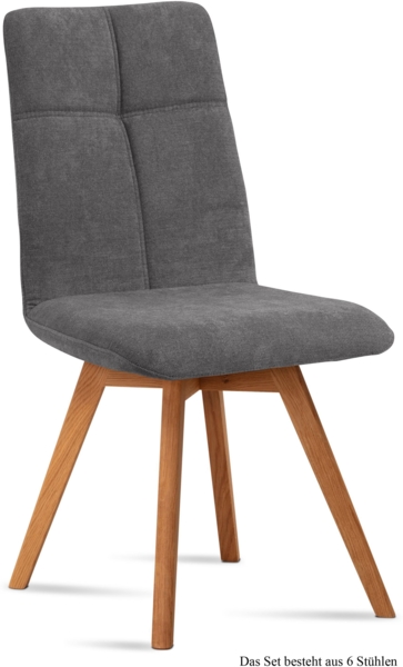 Esszimmerstuhl (6er-Set) Dimut 47x92x60 Eiche geölt/Grau