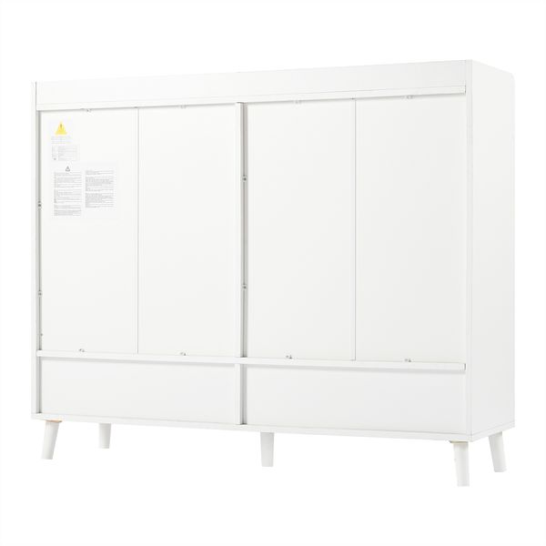 Moderne Sideboard Kommode Schuhschrank mit großem Stauraum, 4 Türen und 1 Schubladen mit einem verstellbaren Regal für Esszimmer, Wohnzimmer oder Küche ,Weiß, Maße: 120*99*35 cm Bild 10