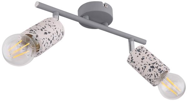 Deckenleuchte, grau-weiß, chrom, Spots beweglich, L 30 cm