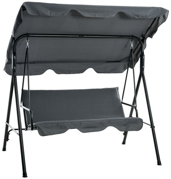 MC Star Hollywoodschaukel mit Sitzpolster, 3-Sitzer Gartenschaukel mit verstellbarem Sonnendach, Schaukelbank belast bis 240 kg, für Garten, Terrasse