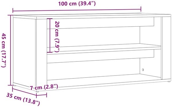 vidaXL Schuhbank Artisan-Eiche 100x35x45 cm Holzwerkstoff 857090 Bild 9