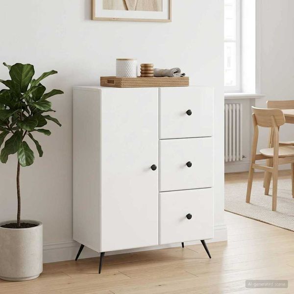 vidaXL Sideboard Hochglanz Weiß 66 x 34,5 x 90 cm Holzwerkstoff 895549