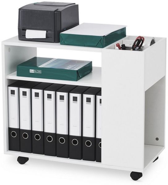 Mondeer Aktenschrank Mobiler Rollcontainer mit Verstellbaren Trennwänden 70 x 36 x 60 cm Weiß