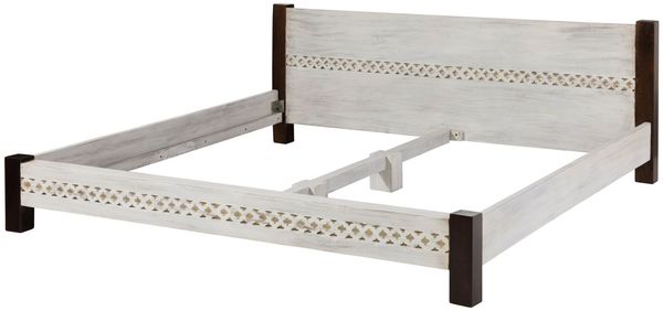 Bett Mango / Akazie 160x200x75 weiß gewachst CASTLE-ANTIK #402